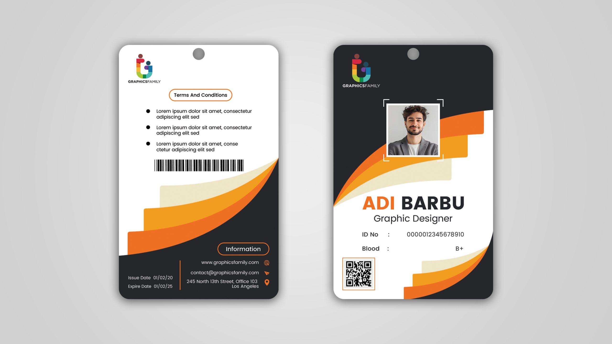 Free Employee Card Identity Information Template Design