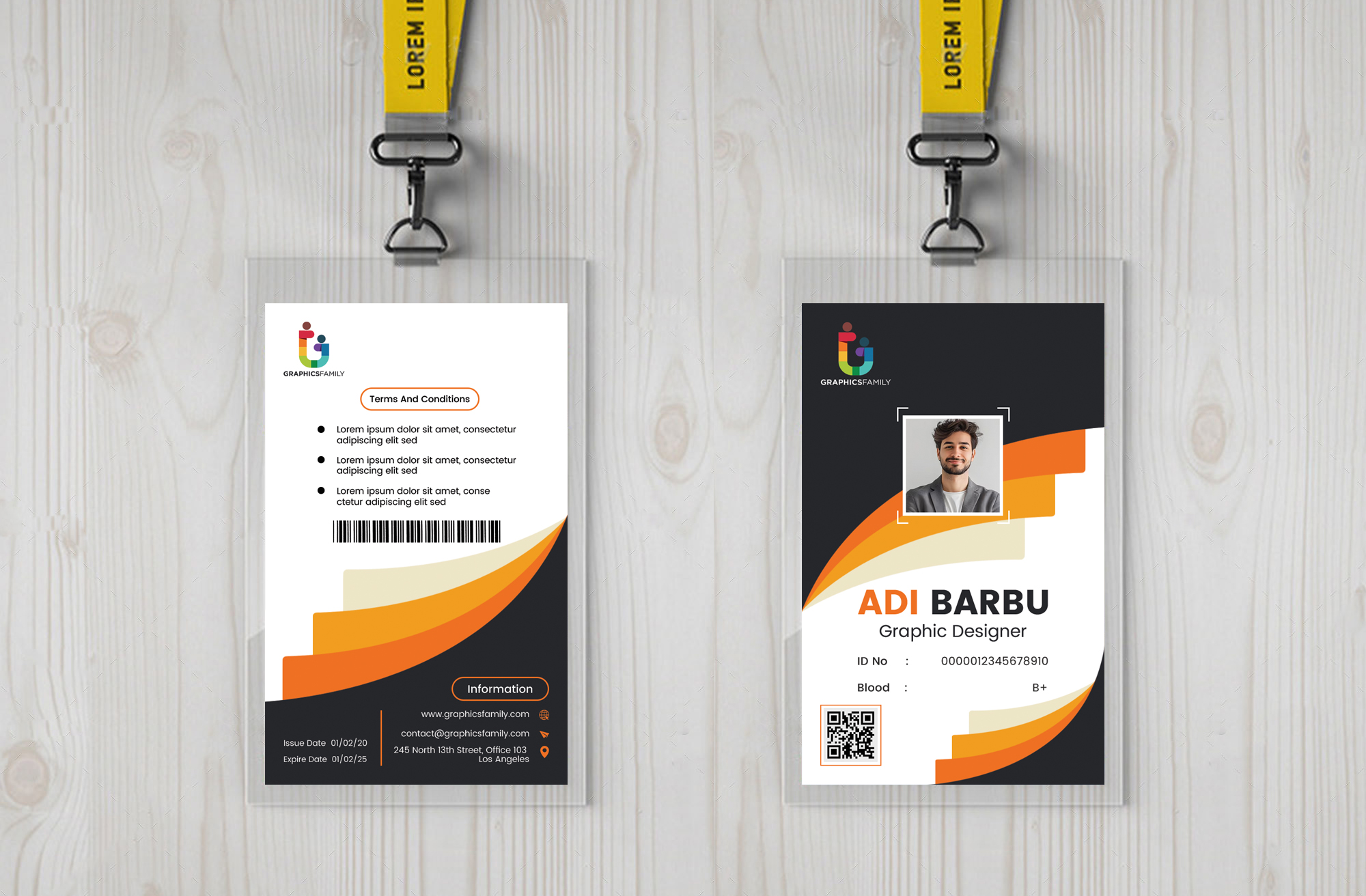 Free Employee Card Identity Information Template Design