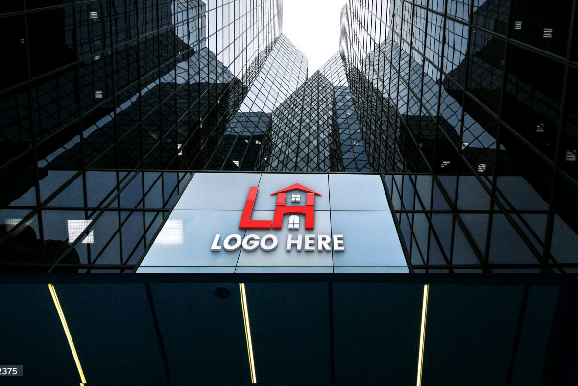 Free Premium Building 3D Logo Mockup