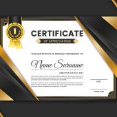 Free vector clean style black and Gold color certificate template