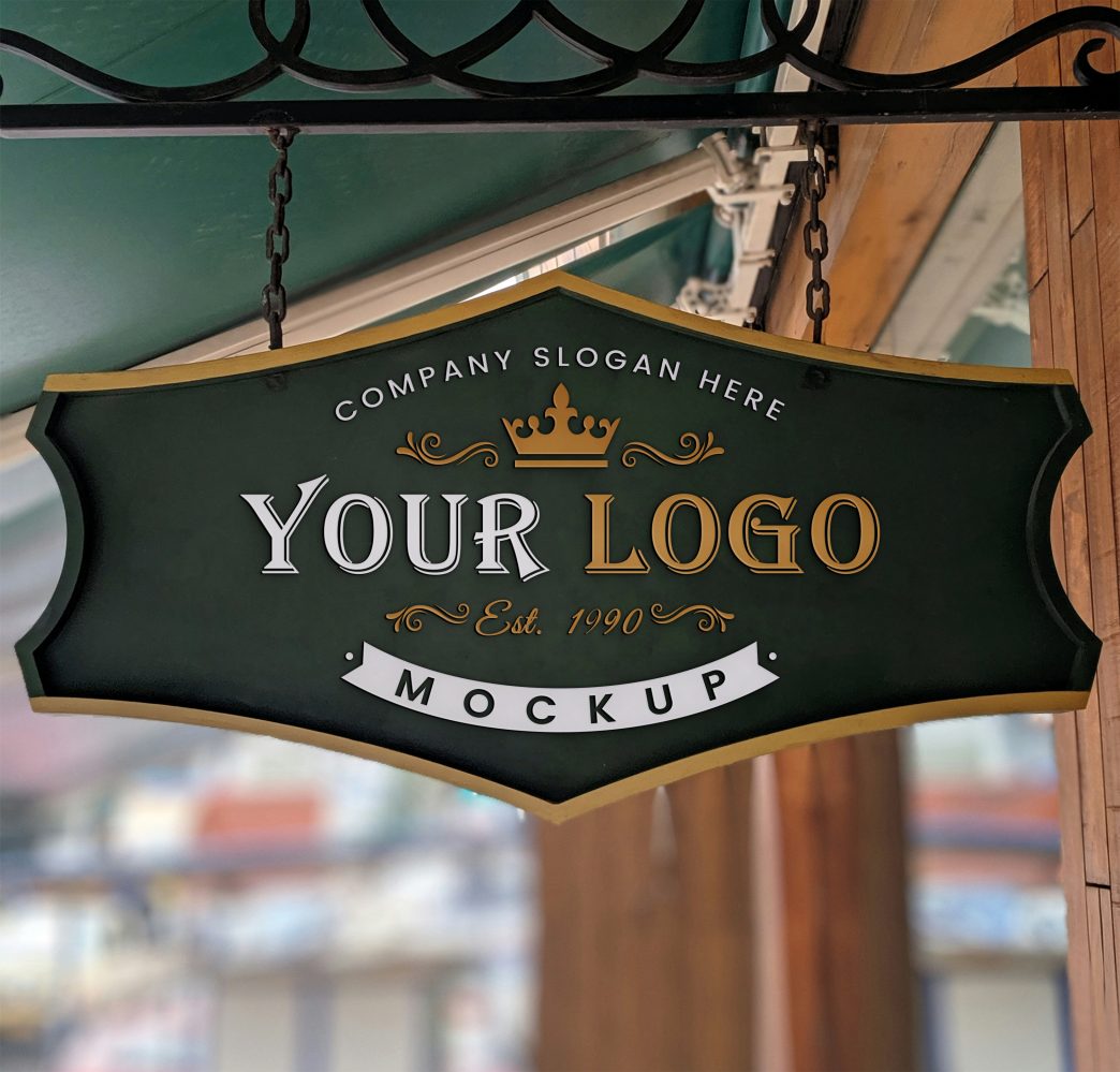 Free Download Green Sign Logo Mockup