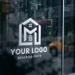 High-Quality Free PSD 3D Glass Window Logo Mockup