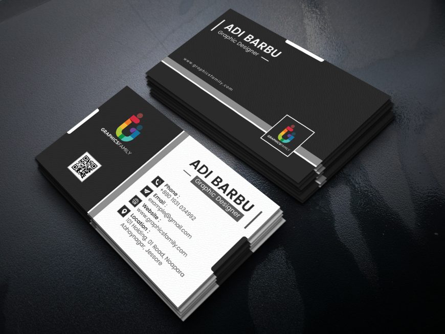 Minimal business card print template design black vector image