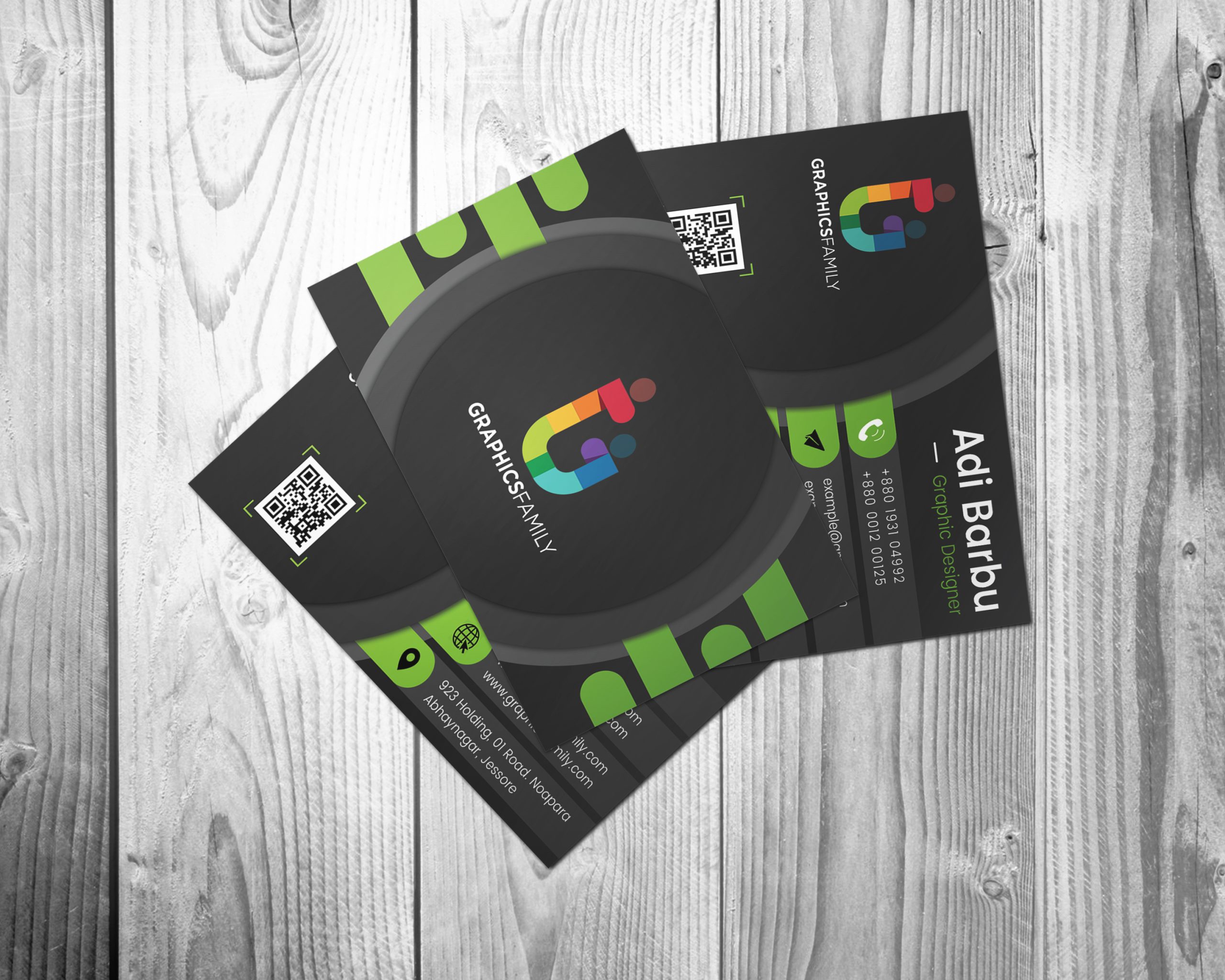 Modern Green And Black Business Card Template