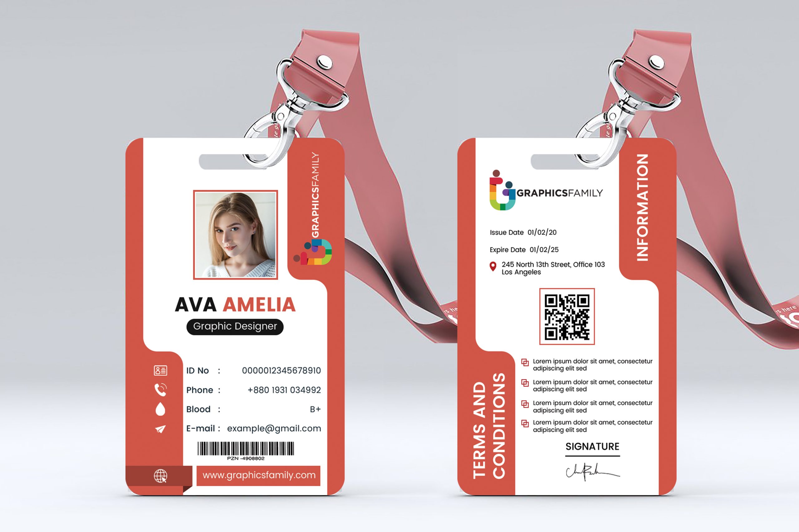 Professional Identification Card Template Design