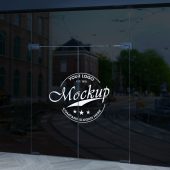 Realistic 3D Logo Design on Glass Wall Mockup