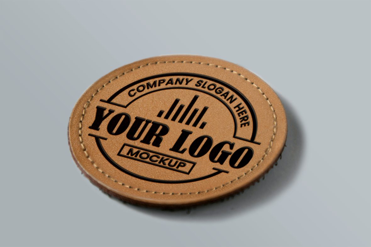 Round Leather Logo Mockup