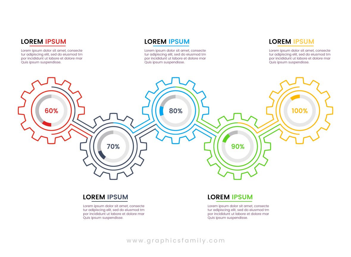 Thin line business infographic template with gears vector image