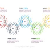 Thin line business infographic template with gears vector image