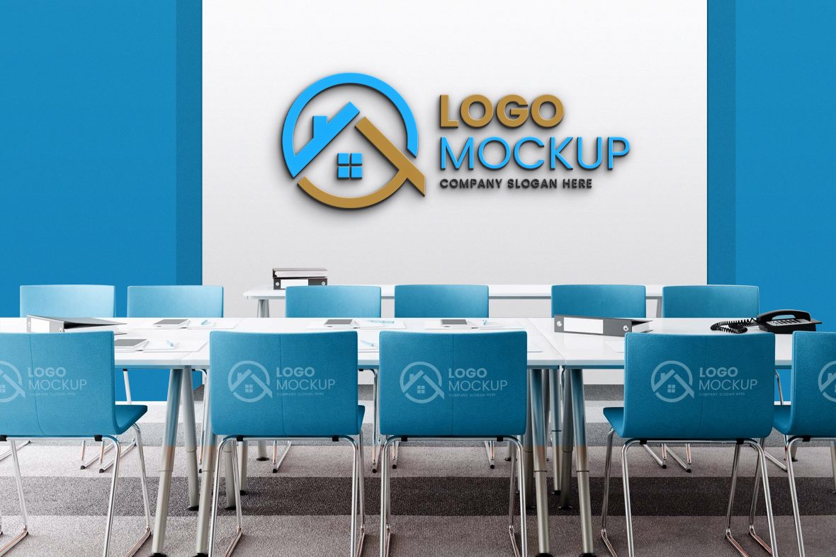 Download the Best Free 3D Office Wall Logo MockUp