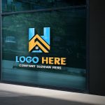 Free Editable Out-Of-Glass Office Building 3D Logo Mockup