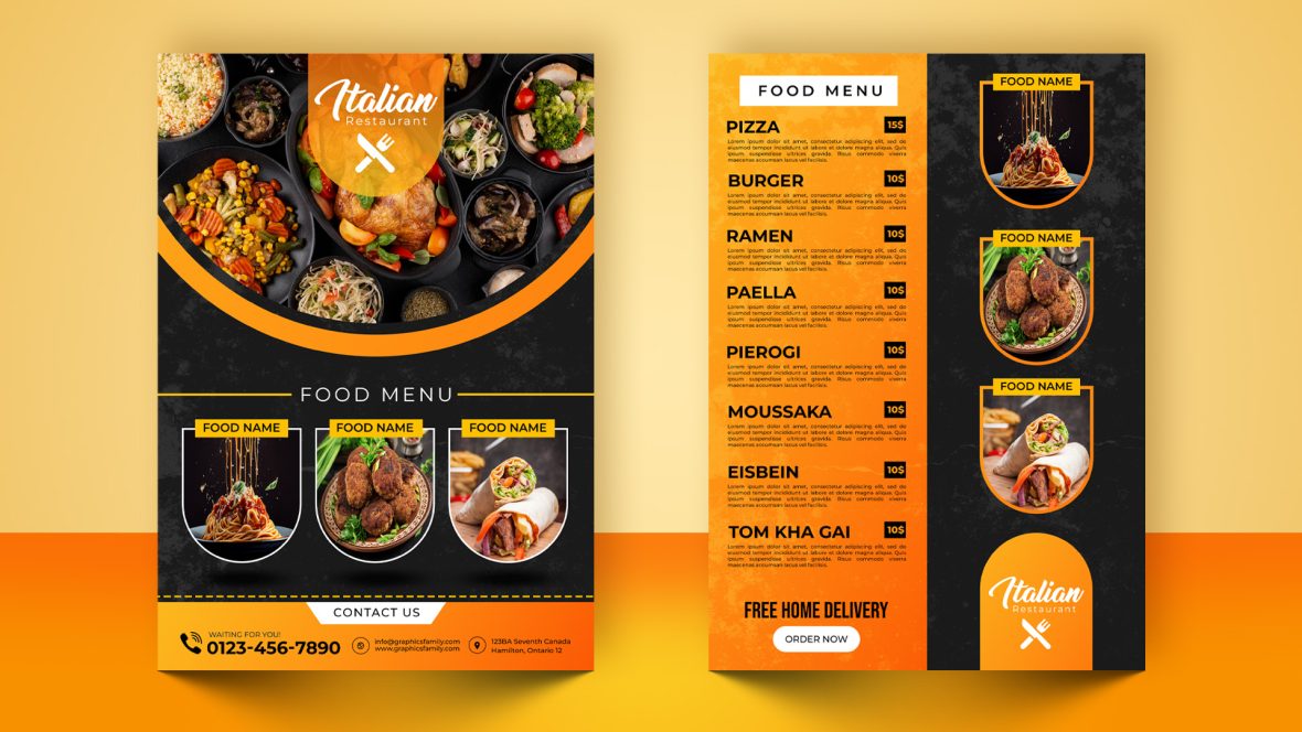 Free Italian Restaurant Menu Template Design