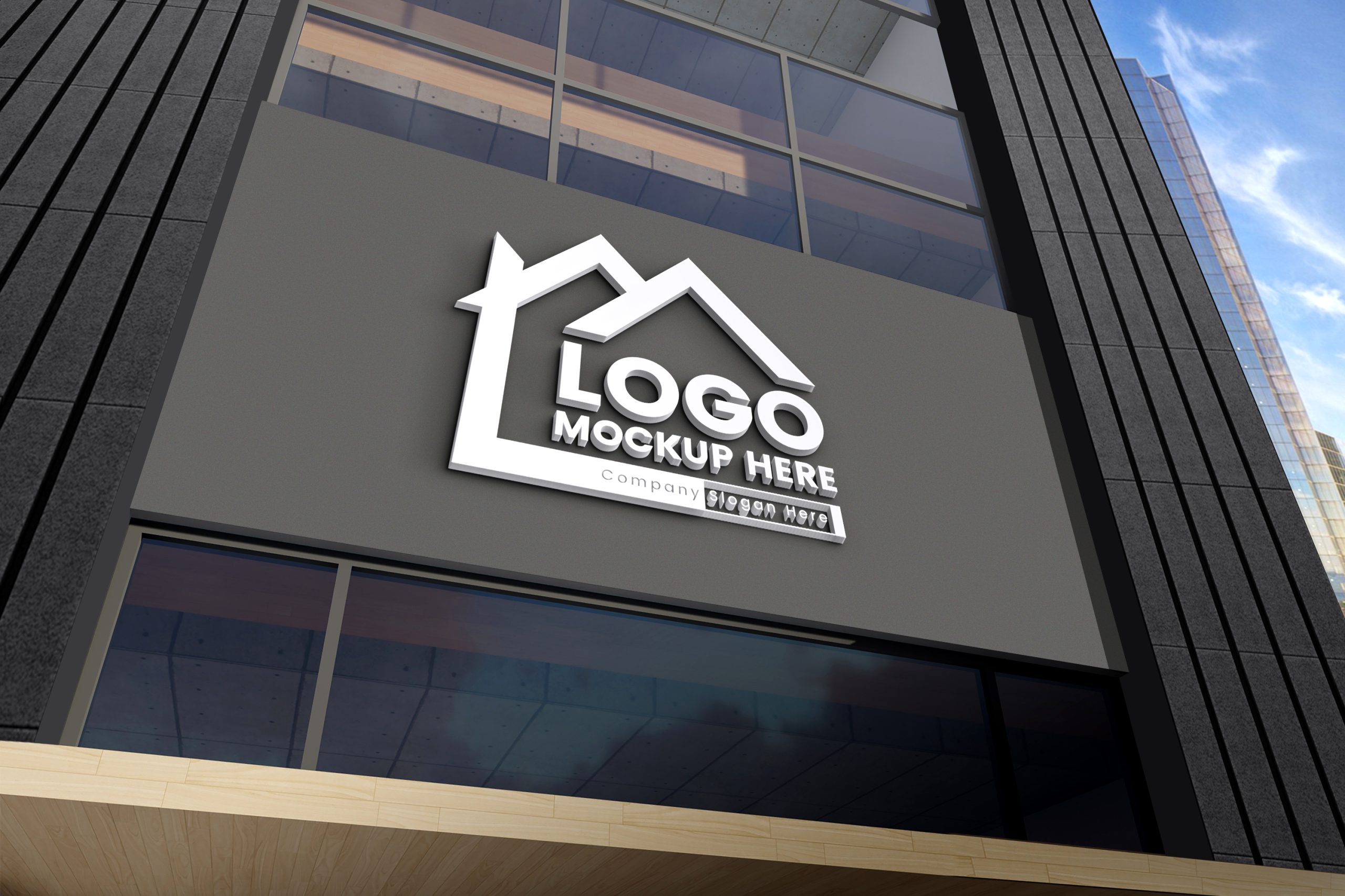 High-Quality Free 3D Wall Logo MockUp Download