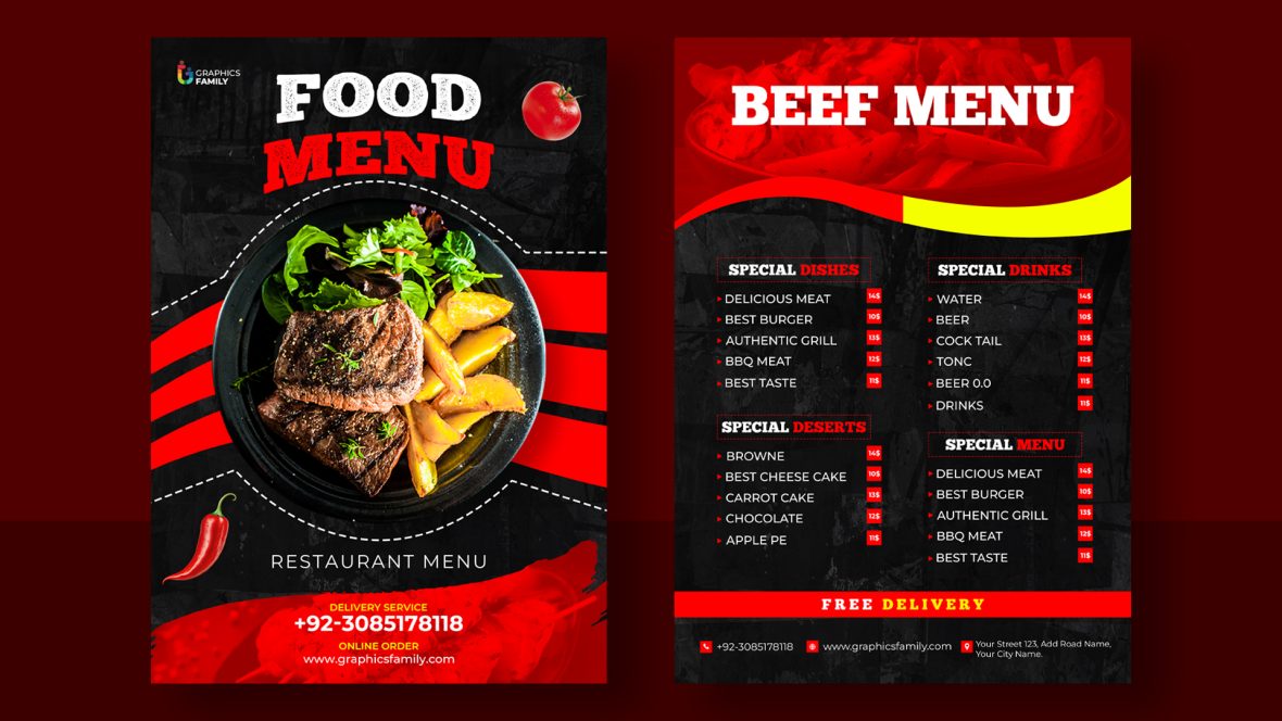 Free Restaurant Food Menu Design