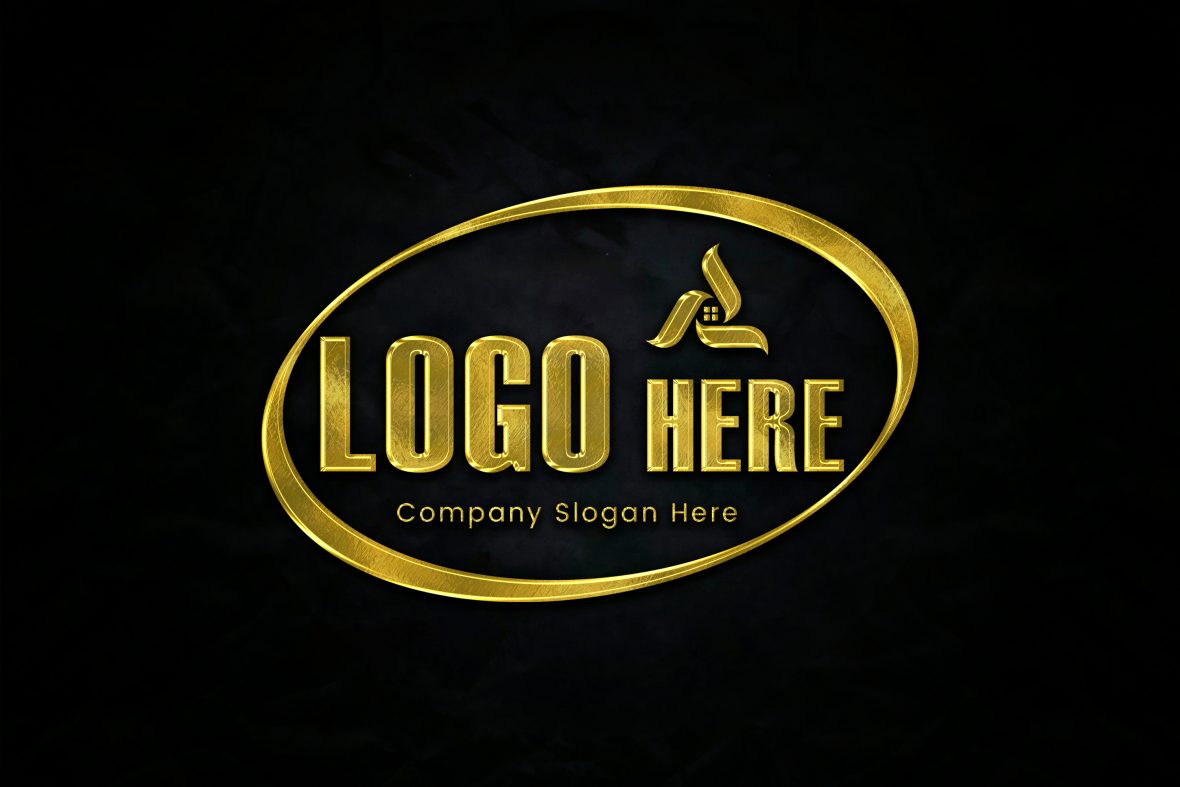 3D Gold Logo on Black Background by GraphicsFamily