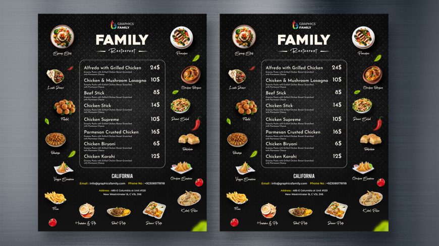 Free Black Restaurant Food Menu Design