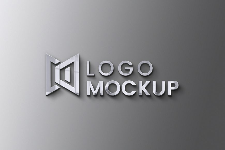 Free Logo Mockup 3D Modern Wall