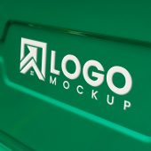 White Logo Mockup on Green Background