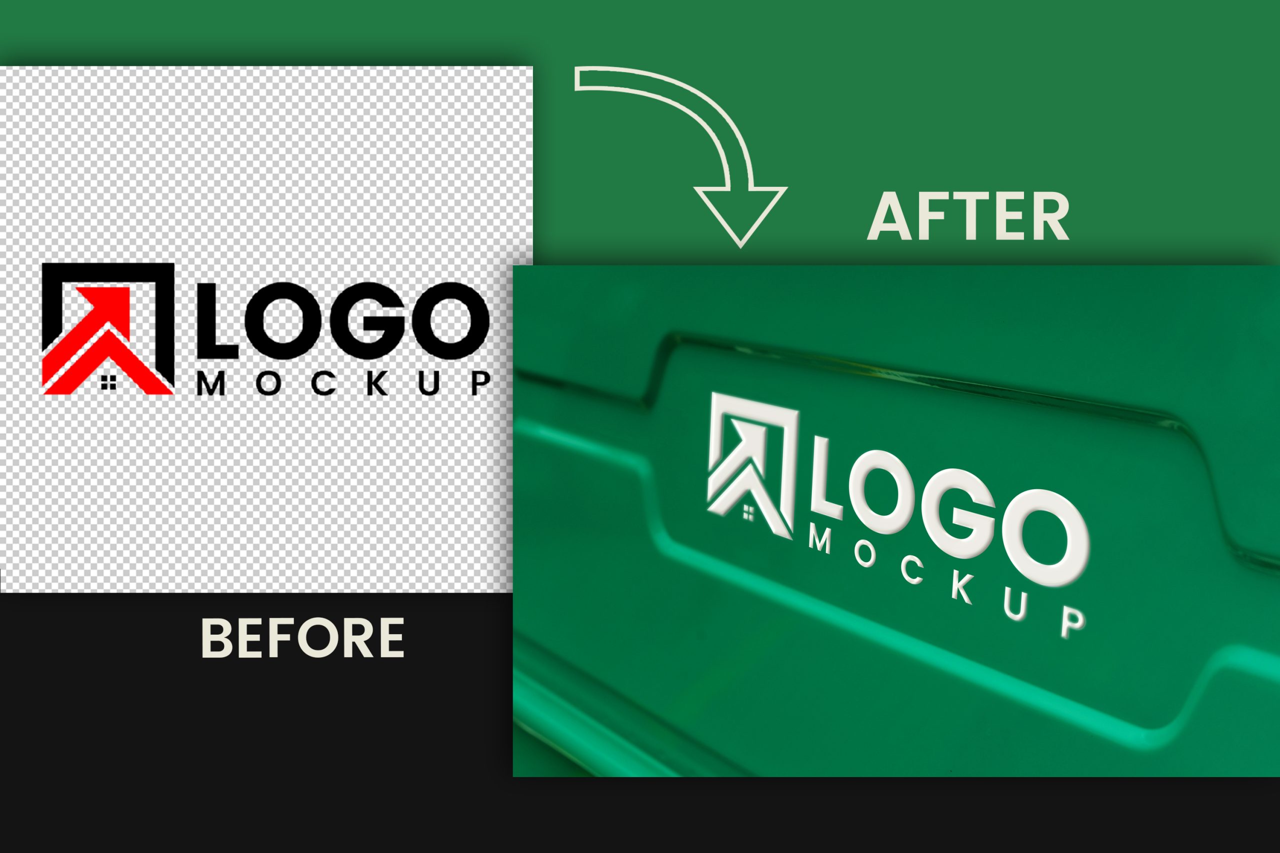 White Logo Mockup on Green Background